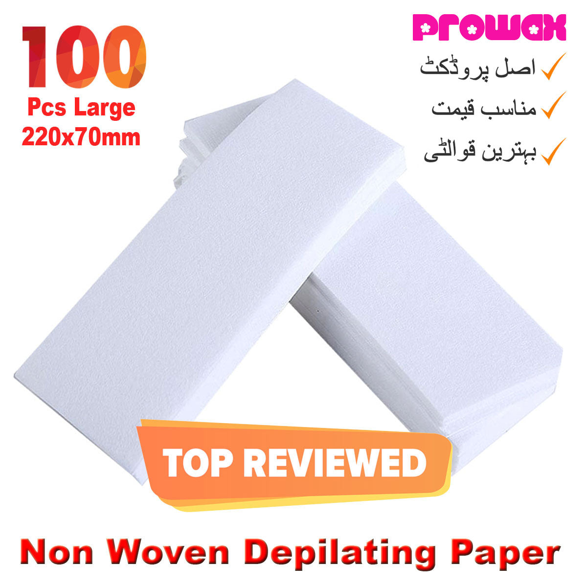 100 Pcs Large Wax Strips – 7 x 22 cm Non-Woven Hair Removal Strips – Raw Strips for Use with Soft Wax – For Body & Facial Waxing