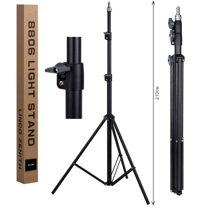 Light Stand Tripod Linco 8806 Zenith 77" Light Weight Light Stand For LED Video Light Photo And Softbox 2.1 Meters 7ft Height For Studio Light 7ft Long Stands for Ring Light Stand Tripod Photo Studio Stand Fill Light Stand for Studio light stand