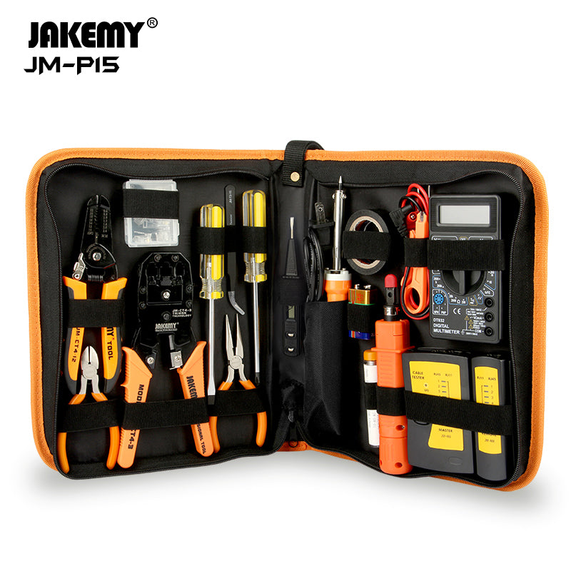 JAKEMY JM-P15 Wholesale Electricians Network Screwdriver DIY Repair Tool Set with Soldering Iron Kit