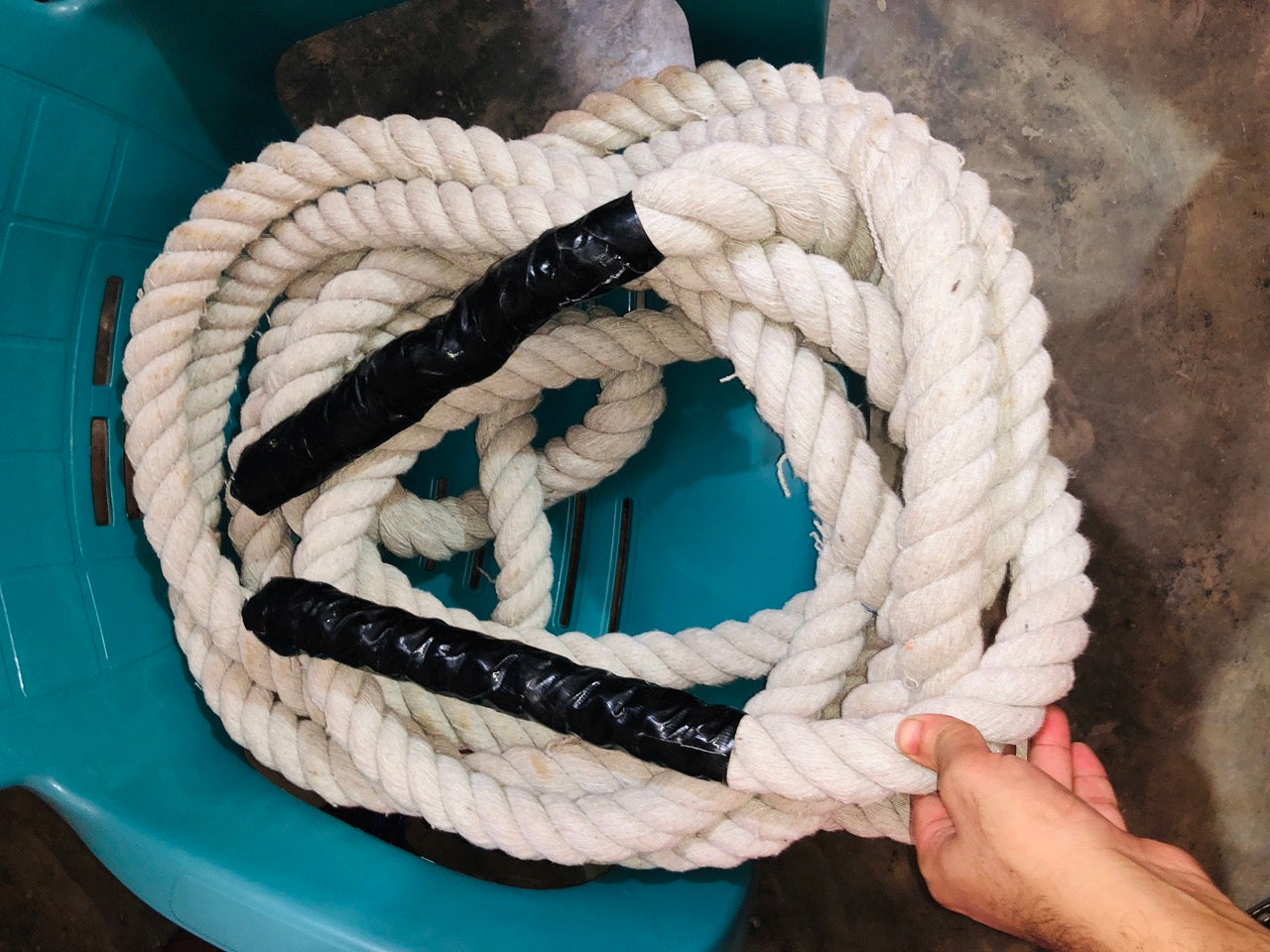 Heavy Battle Rope 1.5" 50ft  Dia White Cotton Hard Rope in 20ft, 30f 40ft, 50ft