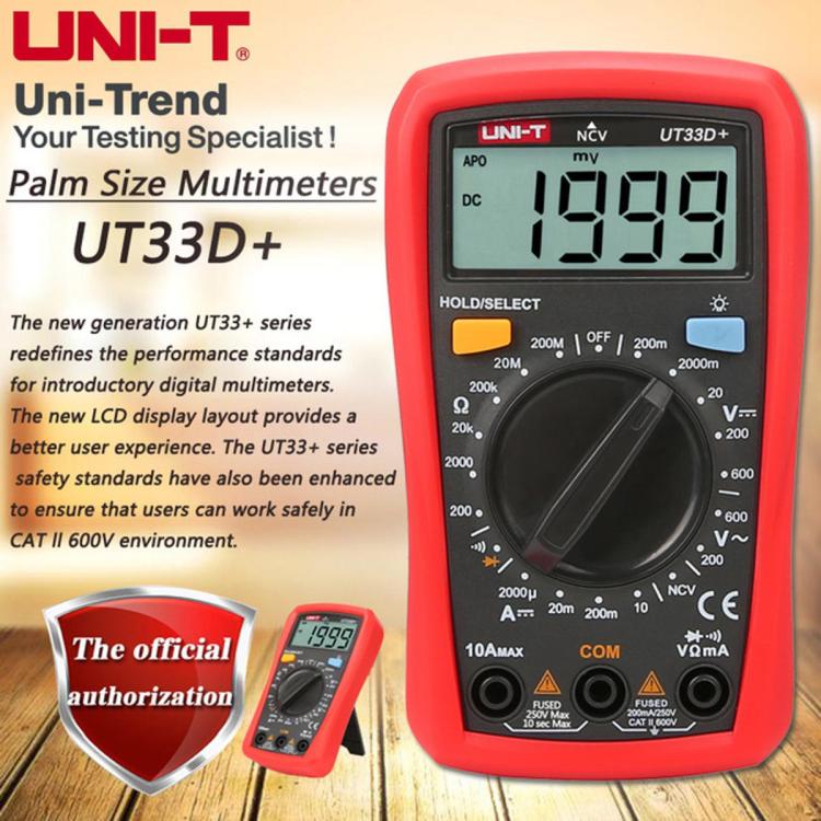 UT33D+ Compact Digital Multimeter: Portable UT 33D+ Multimeter Tester for Current and Voltage Measurements