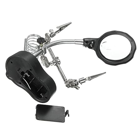 TE-800 Multifunctional Loupe Type Workbench - Magnifying Magnifier with 5X-8X Lens for Precision Work - LED Lights, Helping Hand Soldering Stand Repair Tool (Battery not included)