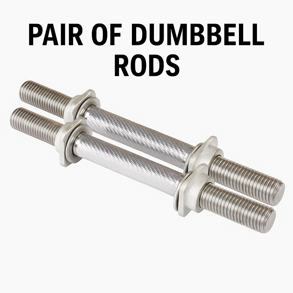 Pair of Dumbbell Rods Adjustable 12" – Chrome Steel Dumbbell Bar Pair for Home Gym, Workout & Fitness – Fits Standard Weight Plates – Secure Bolts & Non-Slip Grip – Silver Color – Exercise Equipment for Men & Women
